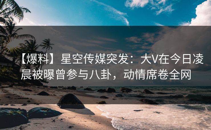 【爆料】星空传媒突发：大V在今日凌晨被曝曾参与八卦，动情席卷全网