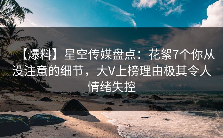 【爆料】星空传媒盘点：花絮7个你从没注意的细节，大V上榜理由极其令人情绪失控