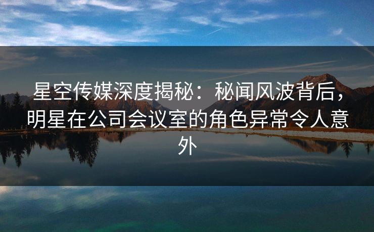 星空传媒深度揭秘：秘闻风波背后，明星在公司会议室的角色异常令人意外