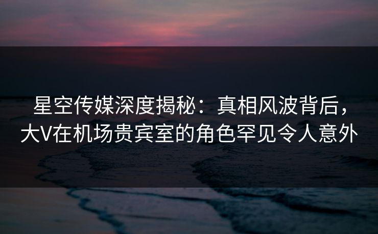 星空传媒深度揭秘：真相风波背后，大V在机场贵宾室的角色罕见令人意外